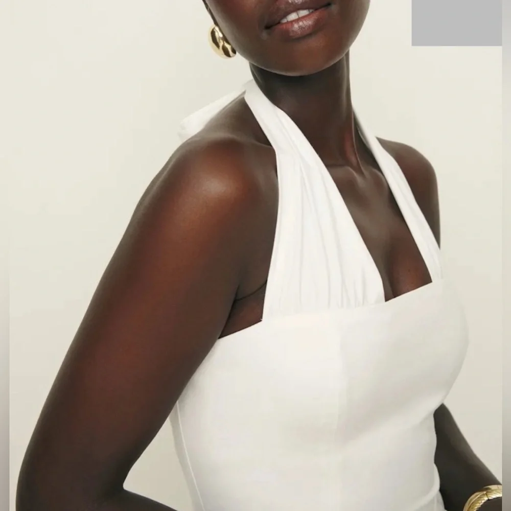 Reformation Bessi Halter Midi Dress White NWT - Picture 3 of 11